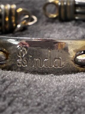 Personalized Silver-Tone Nameplate Bracelet with Linda Engraving